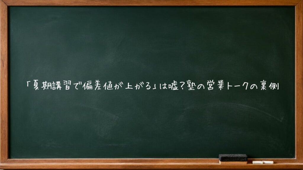 「夏期講習で偏差値が上がる」は嘘？塾の営業トークの裏側